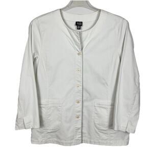 Eileen Fisher Blazer Jacket Size XL Ivory Classic Stretch Modern Minimalist